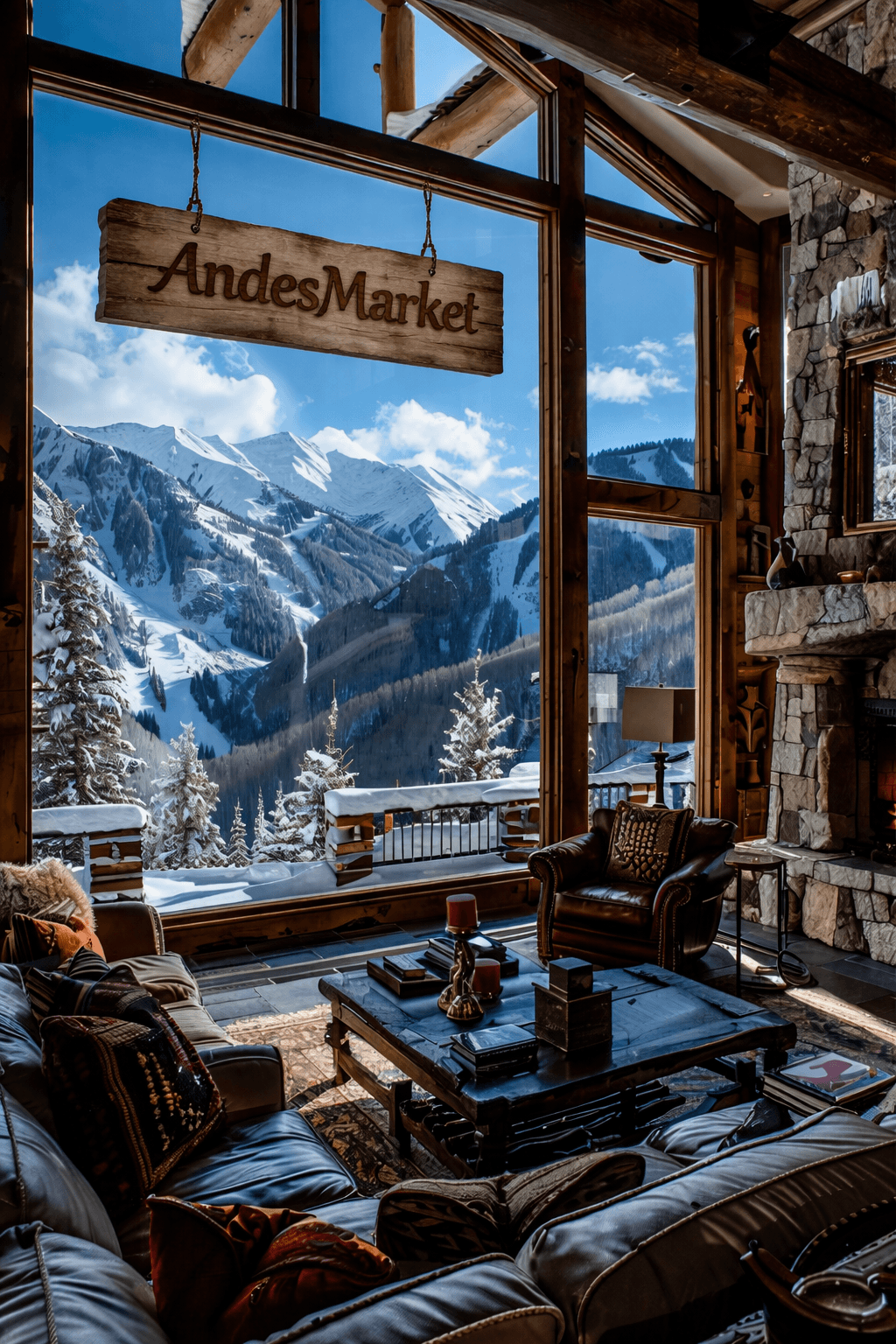 Interior de departamento de lujo con vista a la montaña